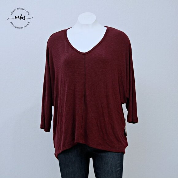 NWT Korye V Neck High Low Sweater Burgundy Women XL - Picture 4 of 9
